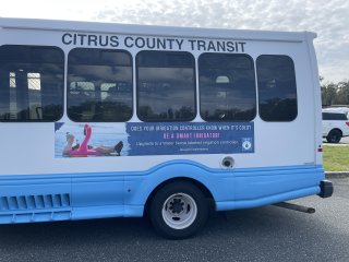 Citrus County’s Be a Smart Irrigator campaign decal on a bus.